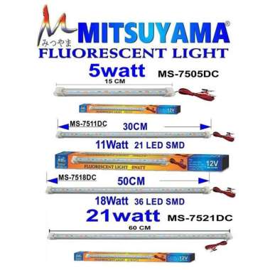 Lampu Neon Aki TL 5 / 11 / 21 Watt T5 DC 12V Panjang 15 / 30 / 60 CM 9 / 21 / 45 LED Bohlam Mitsuyam