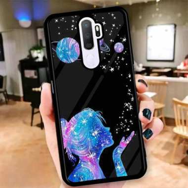 Custom Case 2D Casing HARDCASE Tempered Glass Cover Belakang Hp Oppo RENO 4, RENO 2F, F5, A54 OPPO A