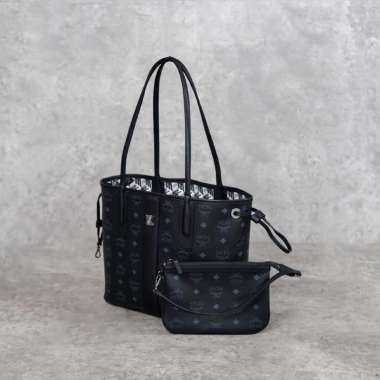 Tas MCM LIZ VISETOS BLACK REVERSIBLE MINI TOTE BAG 100% ORIGINAL 28X12X25CM