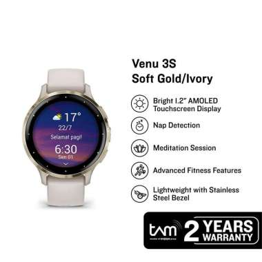Garmin Venu 3S Smartwatch - Jam Tangan Pintar dengan Layar AMOLED 1.2 Inci, Baterai 10 Hari, dan Pelacakan Kesehatan Lengkap