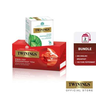 Twinings Bundling Set Combine with 25s "1 box English Breakfast and 1 box Pure Peppermint 10s"