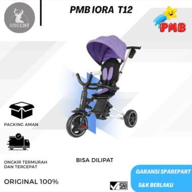 Sepeda Anak Roda Tiga PMB Iora T-12 Bisa Dilipat Ungu