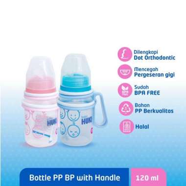 Botol Huki Handle Dengan Box - Botol Susu Dengan Pegangan 120 ml