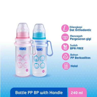 Botol Huki Handle Dengan Box - Botol Susu Dengan Pegangan 240 ml