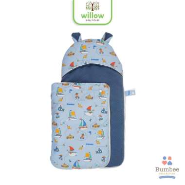 Selimut Tidur Bayi - Bumbee Sleeping Bag Newborn CTR Sailing Ship Waffle Blue