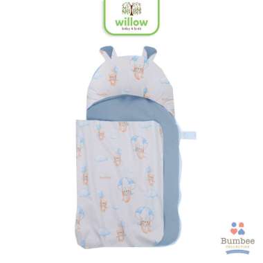 Selimut Tidur Bayi - Bumbee Sleeping Bag Newborn CTR Serena Sky Waffle Blue