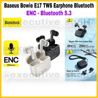 Baseus Bowie E17 TWS Earphone Bluetooth - ENC - Bluetooth 5.3 Stellar White