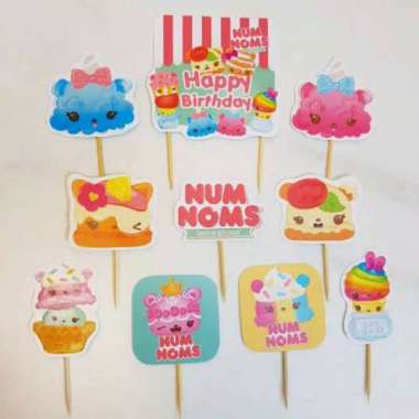 satu set cake topper hiasan kue ulang tahun tema Num Noms numnoms