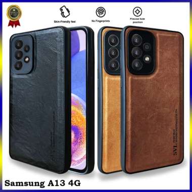 [ CUCI GUDANG ] Casing Hp For Samsung A13 4G Case SVL Leather Casing Slim Softcase Kulit Warna Coffe