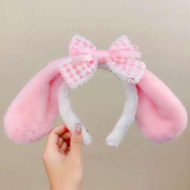 Bando Sanrio Cinamoroll Edition Bulu Fluffy Lembut Hairband Cute - PINK