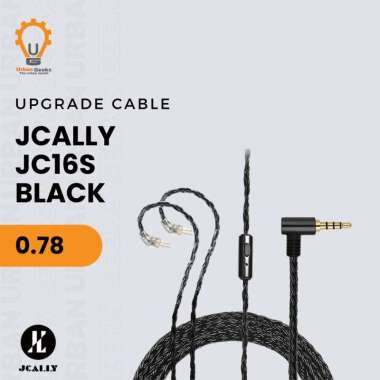 JCALLY JC16S BLACK 16 Core Upgrade Cable dengan Mic | Kabel Audio Jack 3.5mm HiFi untuk KZ, TRN, CCA