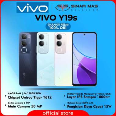 VIVO Y19s Pro (4/64 | 4/128 | 6/128GB) Garansi Resmi RAM 6GB ROM 128GB BLACK