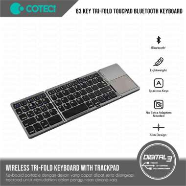 COTECI 63 Key Tri-Fold Keyboard Bluetooth with Touchpad Ultra-Thin Portable Wireless iOS Android Win
