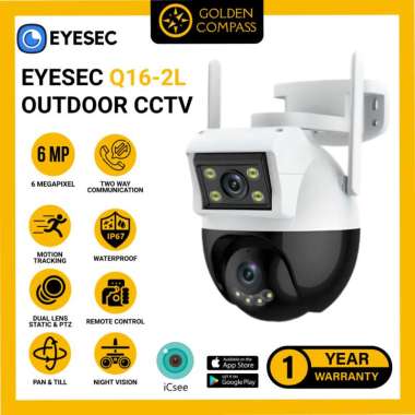 EYESEC CCTV Outdoor WiFi 6MP Dual Lens Waterproof IP Camera 360° PTZ Kamera HP Jarak Jauh Garansi 1 