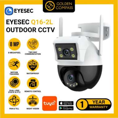 EYESEC CCTV Outdoor WiFi 6MP Dual Lens Waterproof IP Camera 360° PTZ Kamera HP Jarak Jauh Garansi 1 