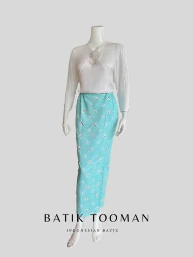 JUMPUTAN Soft Tosca Aquamarine Rok Batik Span Instan Bahan Katun Jumput Handmade Kain Siraman L