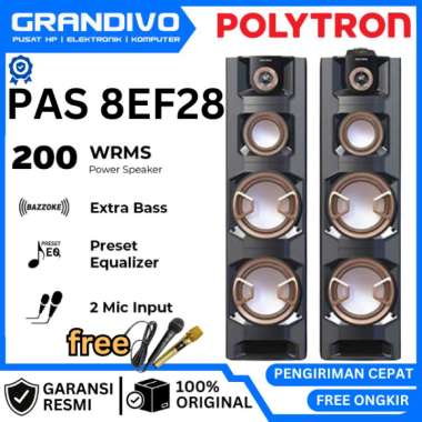 POLYTRON Active Speaker PAS 8EF28 PAS 8EF22 GARANSI RESMI POLYTRON - GRANDIVO WARU Bonus Mic Kabel P