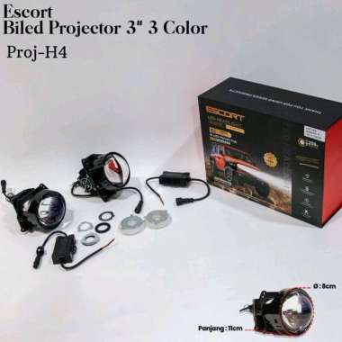Biled headlight 3 inch 3 warna escort biled projector 3 inch 3 warna h4 escort-harga sepasang