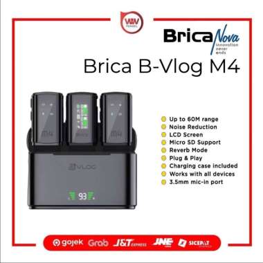 Brica B-VLOG M4 Dual Wireless Microphone - Clip On Mic Vlog - With Charging Case BVLOG Mic Wireless