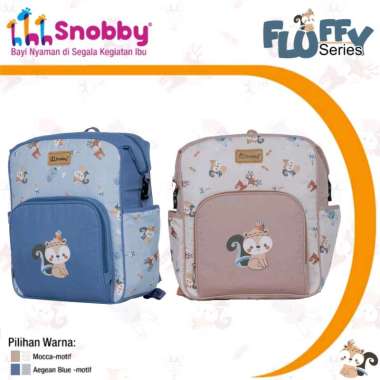 Snobby Tas Bayi Ransel Saku Print Fluffy Series Biru