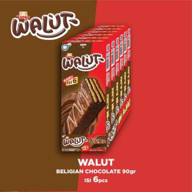 Tango Walut Wafer Belgian Chocolate 12.5 Gram [1 Box isi 6 Pcs] - Wafer Renyah Cokelat, Enak Banget,