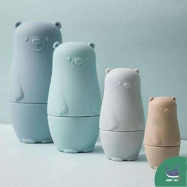 Mainan Edukasi Anak Silicone Bear Matryoshka Russian Doll BPA FREE Biru