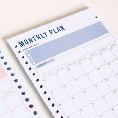 [Tulis Id] Colorful Monthly Planner Loose Leaf A5 100 GSM 50 Lbr 20 Ring Blue