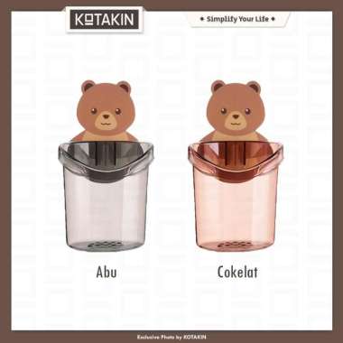 KOTAKIN Tempat Sikat Gigi Tempel Dinding Kamar Mandi Holder Bear Rak Odol Brush Sabun Anak Karakter