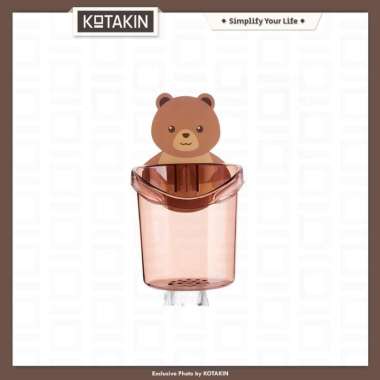 KOTAKIN Tempat Sikat Gigi Tempel Dinding Kamar Mandi Holder Bear Rak Odol Brush Sabun Anak Karakter