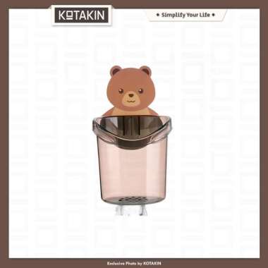 KOTAKIN Tempat Sikat Gigi Tempel Dinding Kamar Mandi Holder Bear Rak Odol Brush Sabun Anak Karakter