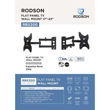Rodson bracket tv monitor 17"- 43" inch RBX200 Swivel - Original