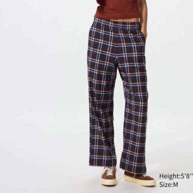 UNIQLO Celana Panjang Flannel Wanita KOTAK DARK BROWN S