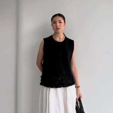 GONEGANI OFFICIAL - Rompi Rajut Wanita Bahan Knit Premium Megan Vest Broken White