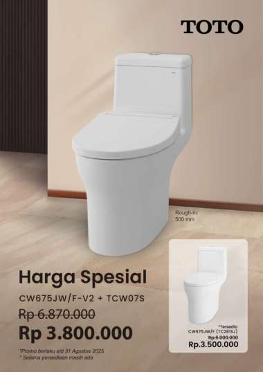 Kloset One Piece Toilet TOTO CW675J Tutup TCW07S Ecowasher Complete Set
