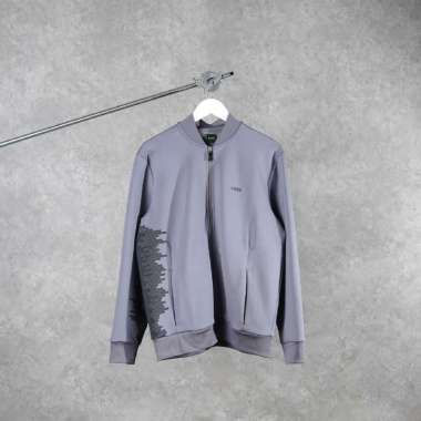 Jaket HUGO BOSS SAMOO GRAPHIC SIDE BLACK GREY ZIP TACK JACKET 100% ORIGINAL 2XL