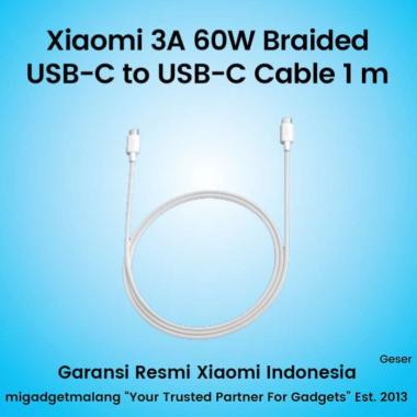 Xiaomi 3A 60W Braided USB-C to USB-C Cable 1m Kabel USB C to C 1 Meter