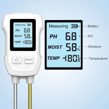 PH Meter, Kelembaban & Suhu Tanah Digital 3-in-1Backlight
