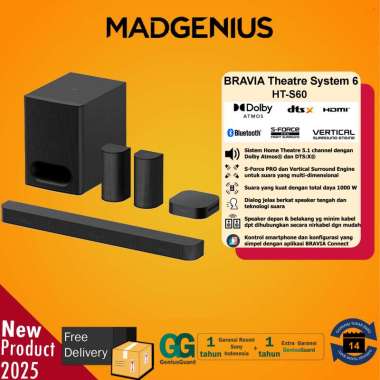 SONY Original BRAVIA Theatre System 6 HT-S60 Soundbar 5.1ch Home Theatre System - Garansi Resmi Sony