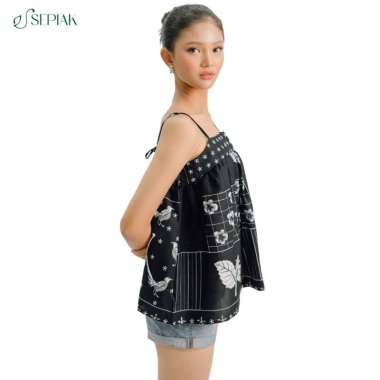 SEPIAK BELITONG SERIES PANTAI TANKTOP BATIK MODERN Pendek Hitam