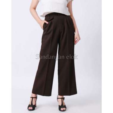 ORO PANTS | Celana Bahan Kerja Wanita - Celana Kulot Wanita M Brown Oro Pants