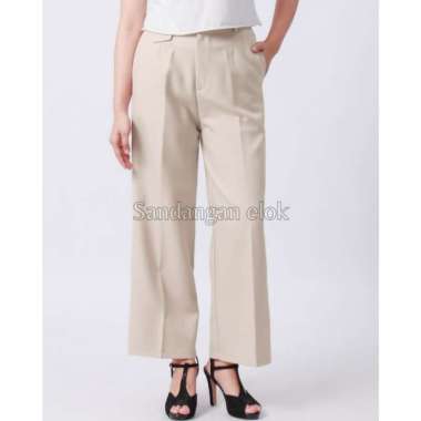 ORO PANTS | Celana Bahan Kerja Wanita - Celana Kulot Wanita S Beige Oro Pants