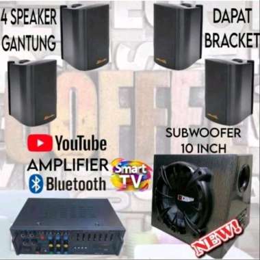 Paket Sound DUSENBERG Cafe 5 In 4 Titik, 1 Subwoofer 10 In,1 Amplifier Bluetooth Smart Tv Speaker