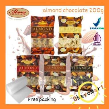 Alessio cioccolato Almond Chocolate / Alessio Kacang almond lapis cokelat 200g Bittersweet
