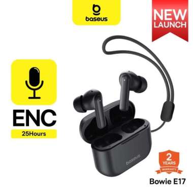 BASEUS BOWIE E17 TRUE WIRELESS EARPHONES TWS ENC POWERFUL BASS BLUETOOTH 5.3 Hitam