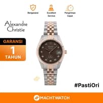 Jam Tangan Wanita Alexandre Christie Classic Steel AC 5013 LD BTRBO Brown Dial Dual Tone Stainless Steel Strap
