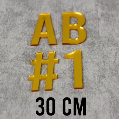 Angka Huruf Akrilik Mirror 30 CM - INPI Gold