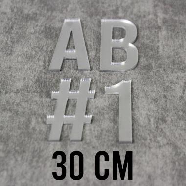 Angka Huruf Akrilik Mirror 30 CM - INPI Silver