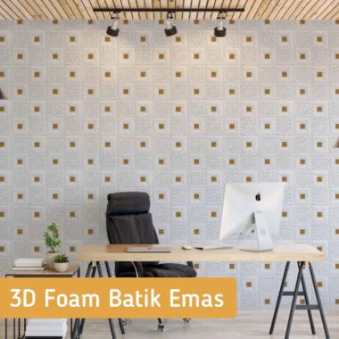 [5 Warna] 3D Foam Batik DINDING & PLAFON Permata Anti Lembab BTK Panel PE Emas Silver Biru Merah Ung