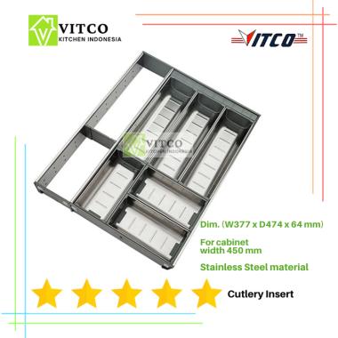 VITCO Stainless Steel Cutlery Insert Tray / Tempat alat makan Laci Dapur XT3500I4