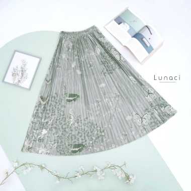 Rok Plisket Premium Motif Quality Lunaci Mint Butterfly